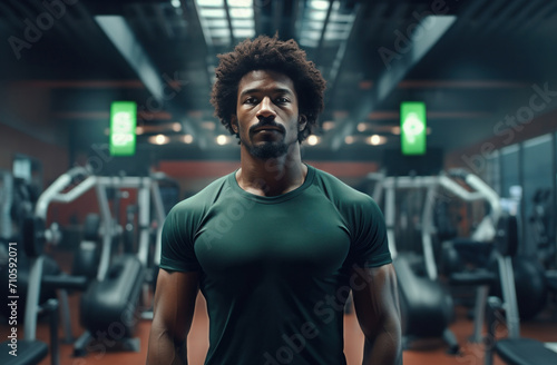 a man in a gym looking forward