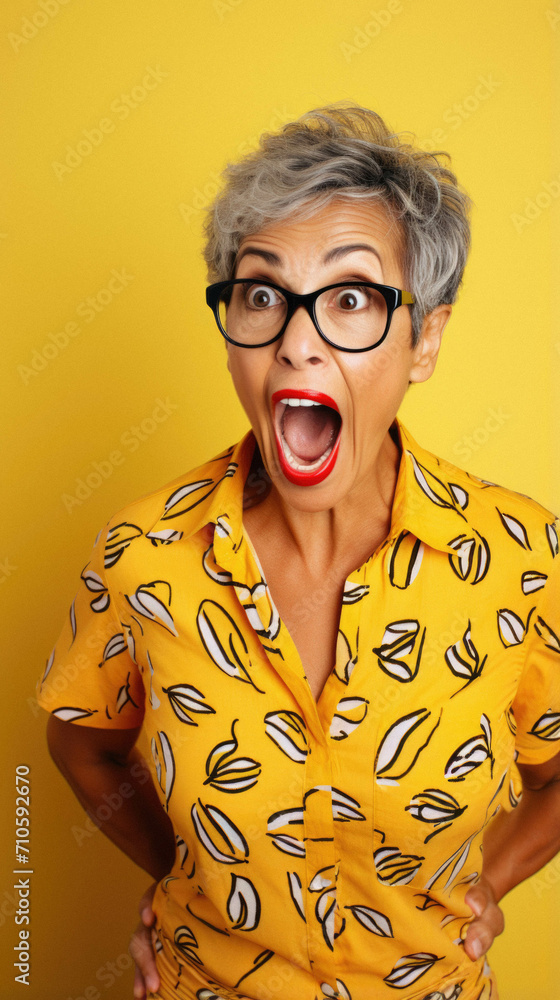 Portrait of a shocked senior woman in glasses. Portrait of a shocked senior woman in glasses.