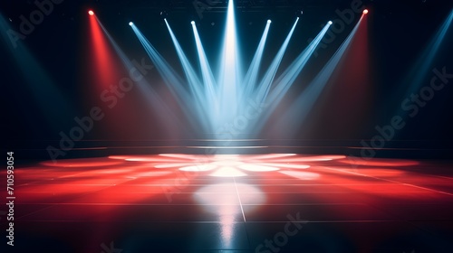 Artistic performances stage light background with spotlight illuminated the stage for contemporary dance. Empty stage with monochromatic colors and lighting design. Entertainment show. © Ziyan Yang