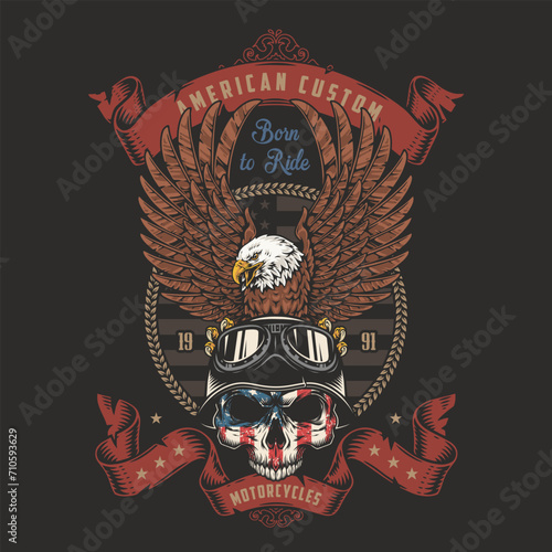 USA bikers vintage poster colorful