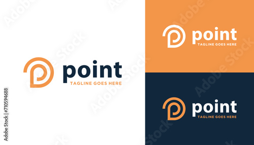 Circular Initial Letter P With Simple Geometric Line Art Logo Design