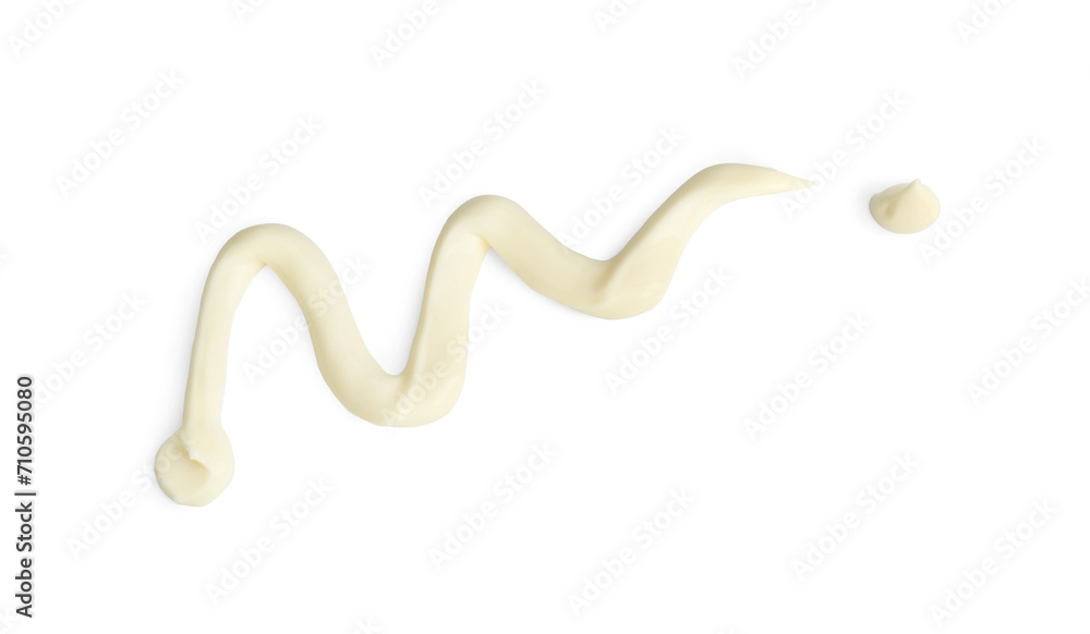 Fresh mayonnaise sauce isolated on white, top view Fresh mayonnaise sauce isolated on white, top view