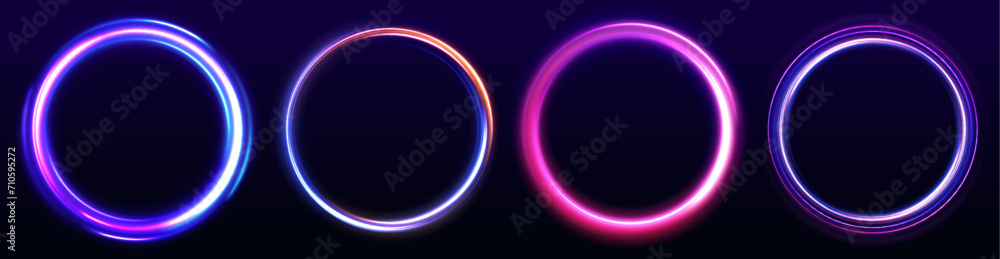 Set of neon blurry light circles at motion . Vector swirl trail effect. Abstract vector fire circles, sparkling swirls and energy light spiral frames. Set of neon blurry light circles at motion . Vector swirl trail effect. Abstract vector fire circles, sparkling swirls and energy light spiral frames.
