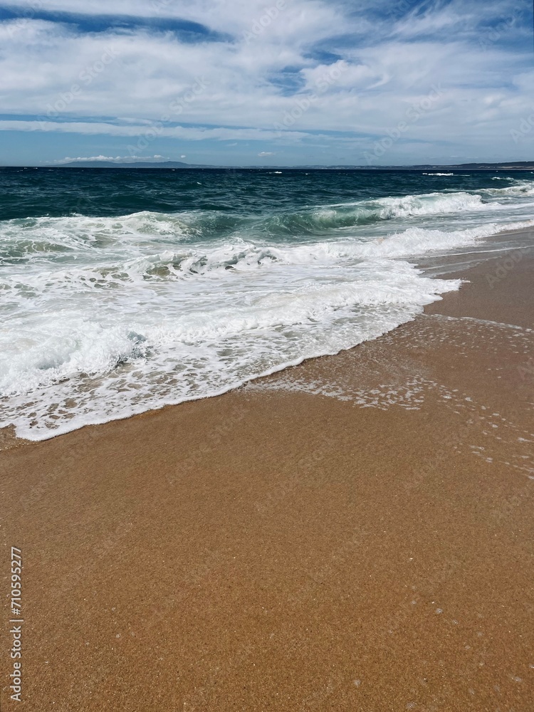 Waved ocean, blue ocean horizon, seascape horizon background, natural ocean view