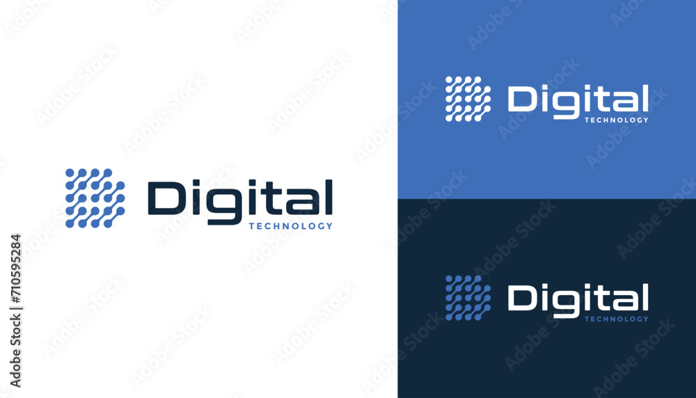 Modern Initial Letter D with Digital Wire Line Dots For Connection Network Technology Logo Design Modern Initial Letter D with Digital Wire Line Dots For Connection Network Technology Logo Design