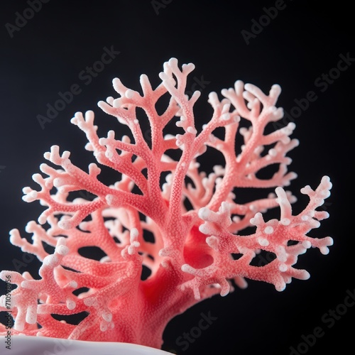 Sea corals in color on a black background. Close-up.