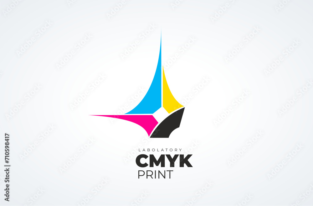 Logo Print Cmyk theme printing. Perspective abstract figure. Template design vector. White background. Logo Print Cmyk theme printing. Perspective abstract figure. Template design vector. White background.
