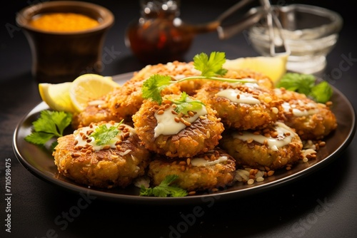 Indian snack perfection Sabudana wada served with a delectable chutney photo