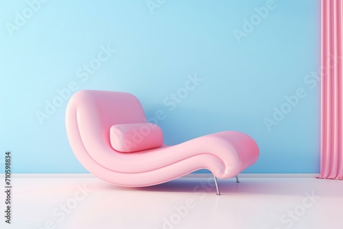 3d rendering minimal Chaise Lounge in colorful pastel concept on pink background