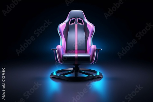 3d rendering minimal Gaming chair in colorful pastel concept on black background photo