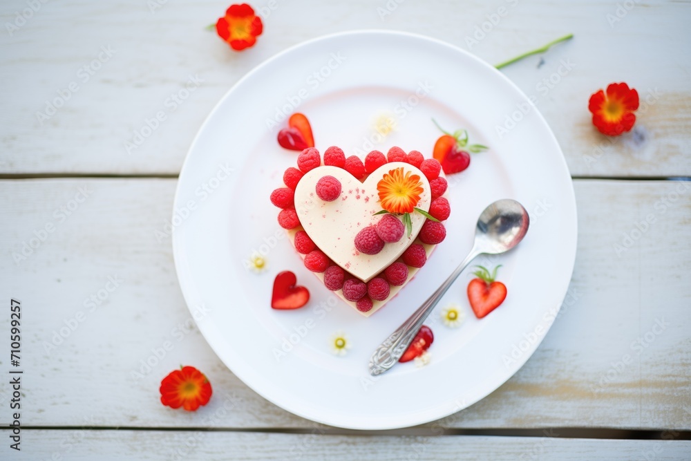 heart-shaped raspberry cheesecake for a romantic dessert
