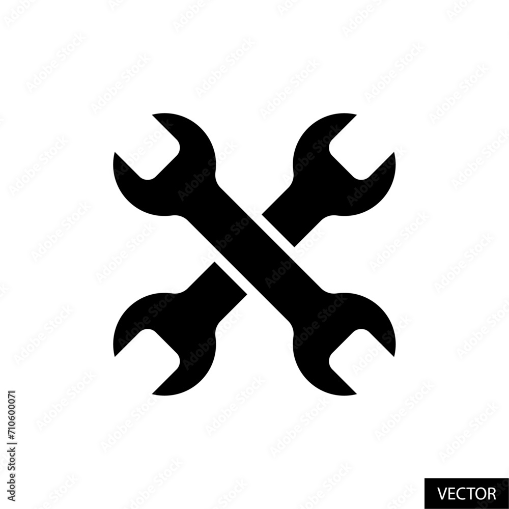 Two crossed wrenches vector icon in glyph style design for website, app, UI, isolated on white background. Vector illustration. Two crossed wrenches vector icon in glyph style design for website, app, UI, isolated on white background. Vector illustration.