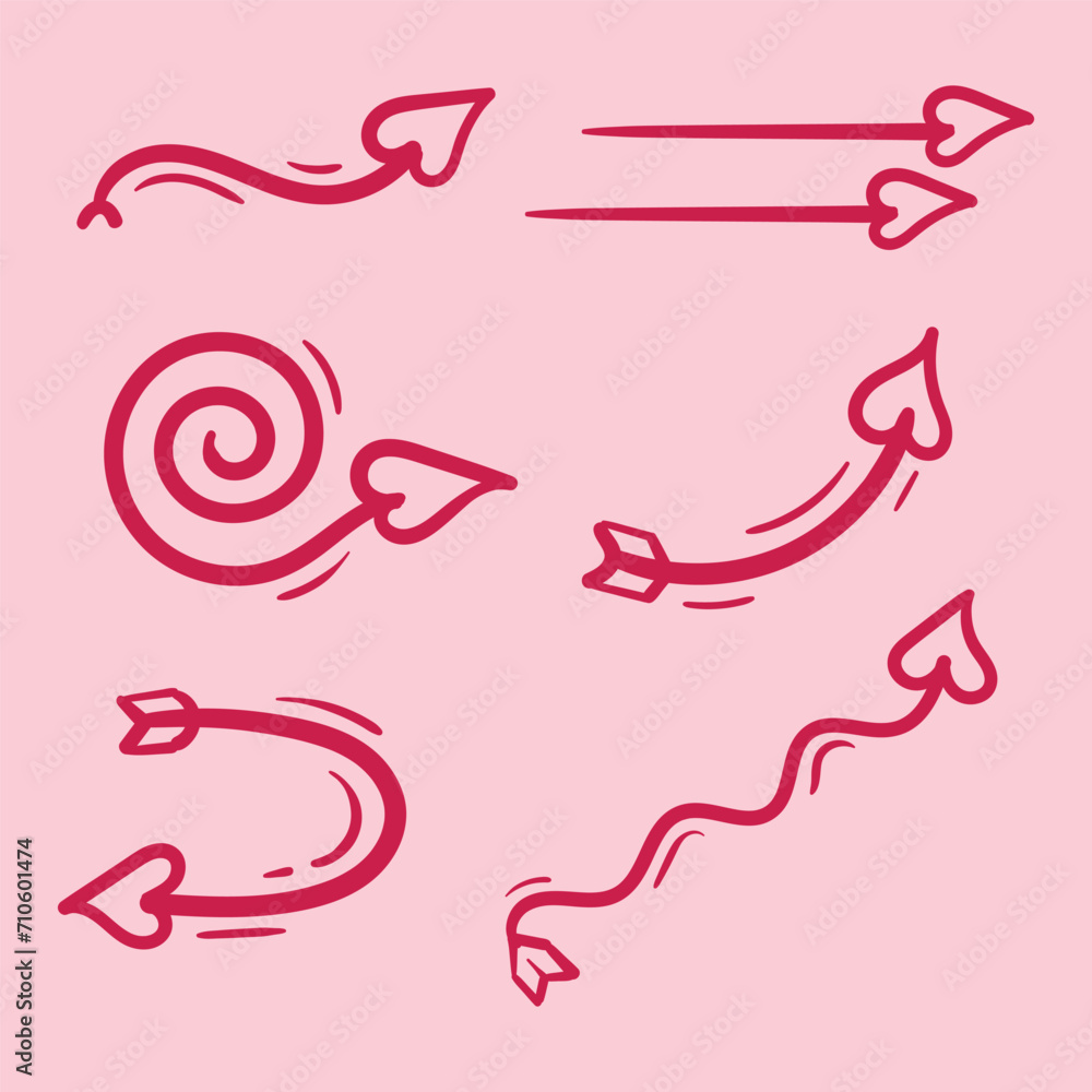 Heart arrow vector illustration for valentine's day. Cute and funny arrow set. Vector arrow for presentation. Hand drawn arrow. Heart arrow vector illustration for valentine's day. Cute and funny arrow set. Vector arrow for presentation. Hand drawn arrow.