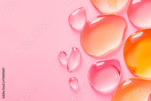 Cosmetic smear cream gel serum  texture on pastel background
