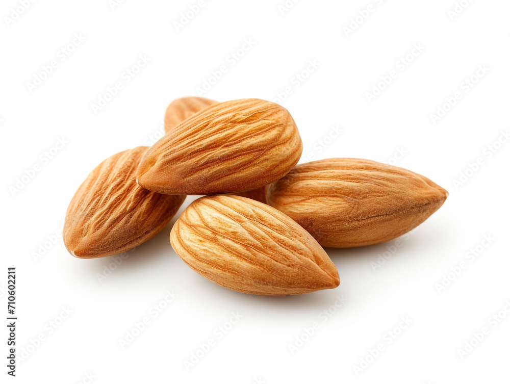 Almonds isolated on white background. Minimalist style. Almonds isolated on white background. Minimalist style.
