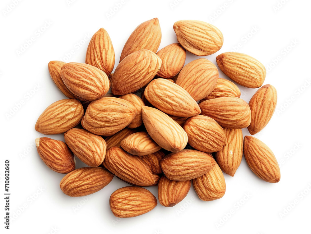 Almonds isolated on white background. Minimalist style. Almonds isolated on white background. Minimalist style.