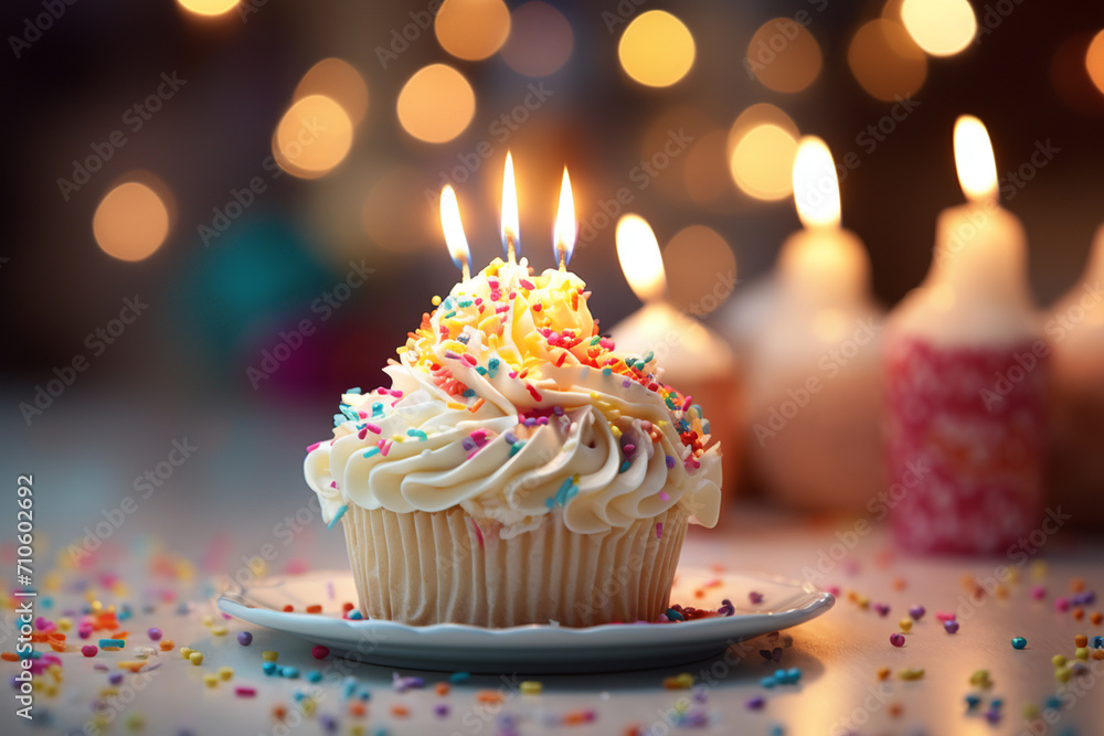 Birthday cake with candles on a festive elegant background. Generative AI. Birthday cake with candles on a festive elegant background. Generative AI.
