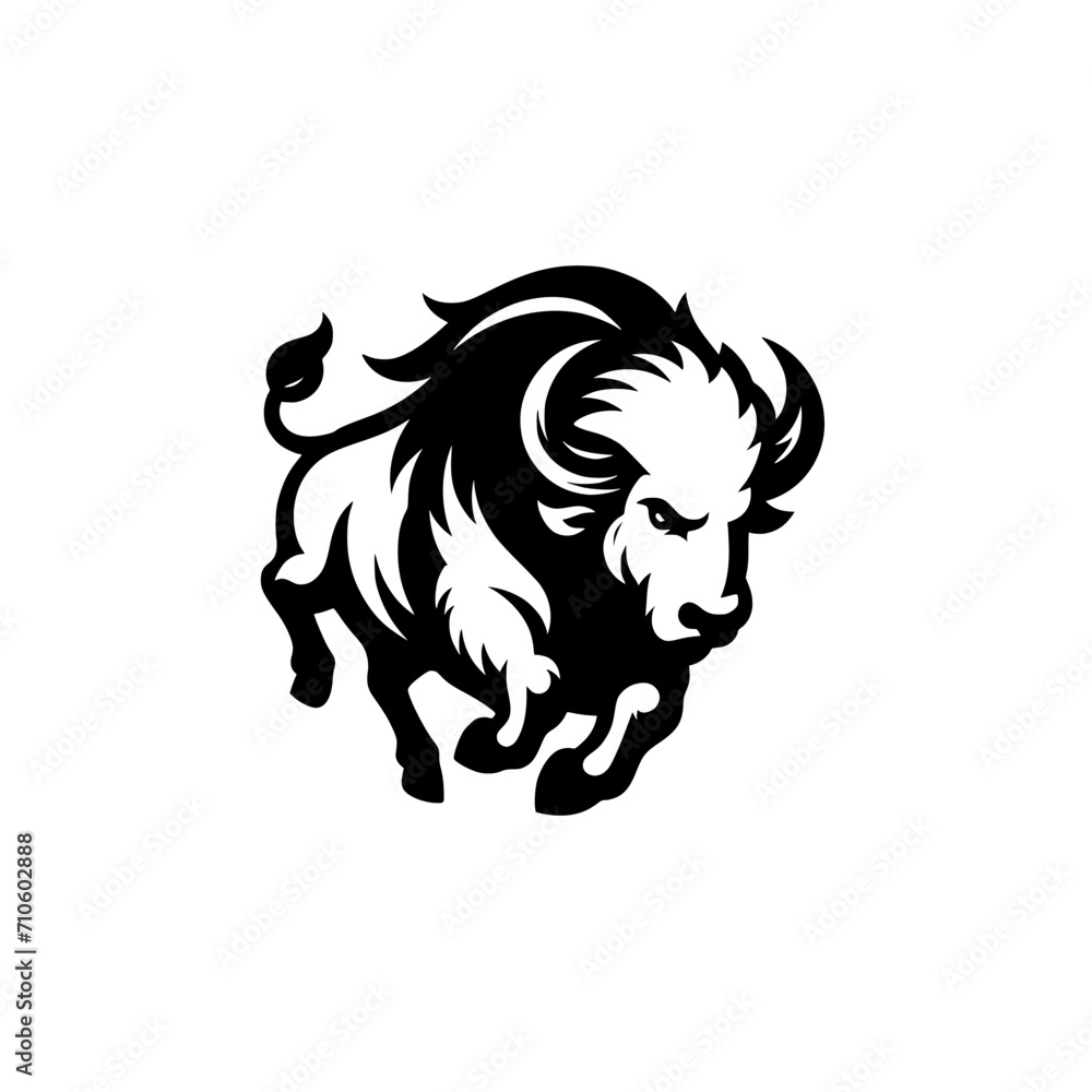 Vector Logo Featuring a Charging Buffalo. Powerful Symbol of Strength and Resilience for Corporate Branding, Financial Services, and Marketing. Striking and Versatile logo on a white Background. Vector Logo Featuring a Charging Buffalo. Powerful Symbol of Strength and Resilience for Corporate Branding, Financial Services, and Marketing. Striking and Versatile logo on a white Background.