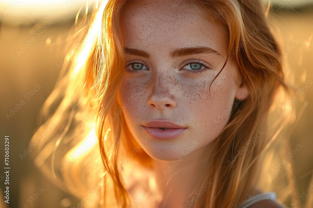 Radiant Wilderness: Backlit Freckled Portrait Radiant Wilderness: Backlit Freckled Portrait