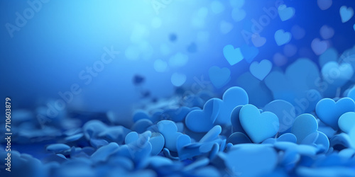 Herzen in blau als Hintergrund und Druckvorlage, ai generativ