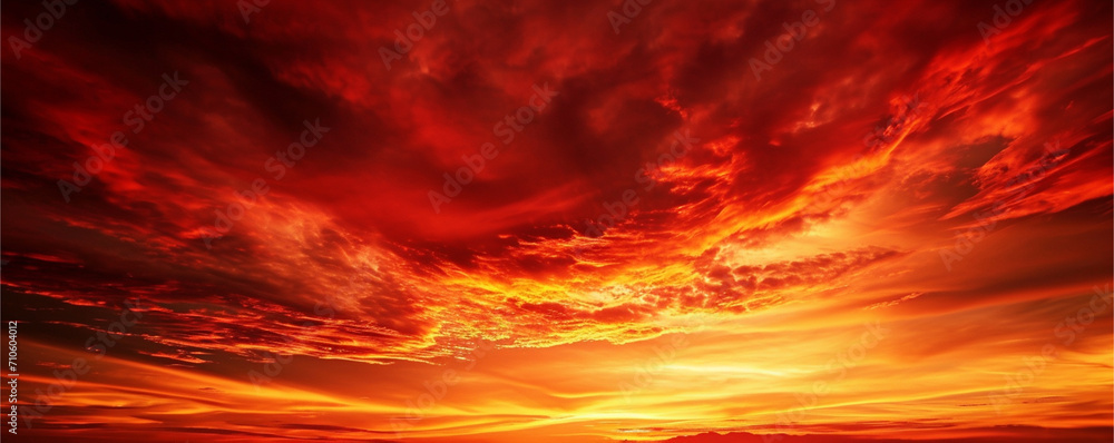 Fototapeta premium Dramatic red sky at sunset useful as a background, ai technology