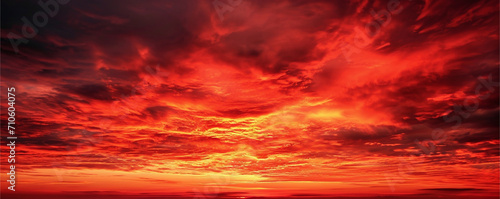 Dramatic red sky at sunset useful as a background, ai technology