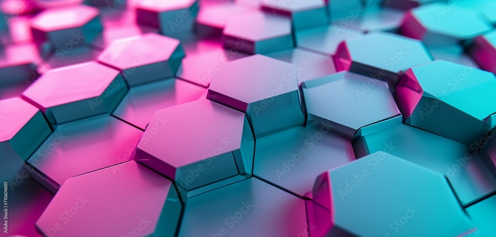Turquoise and magenta interconnected hexagons. Turquoise and magenta interconnected hexagons.