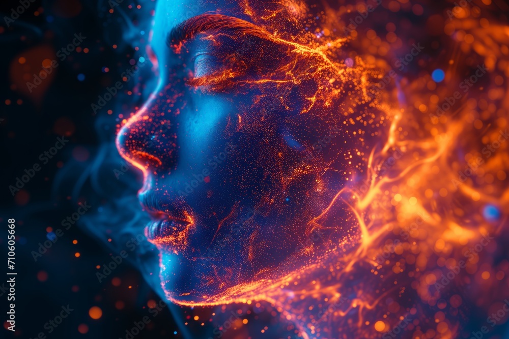 Woman's Face. Abstract. Dust, Lines, Particles and Lights. Woman's Face. Abstract. Dust, Lines, Particles and Lights.