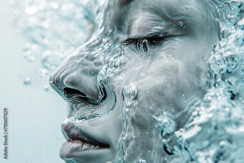 Face under the water. Underwater face. Portrait photo under the water. Submerged Beauty Captured Underwater.