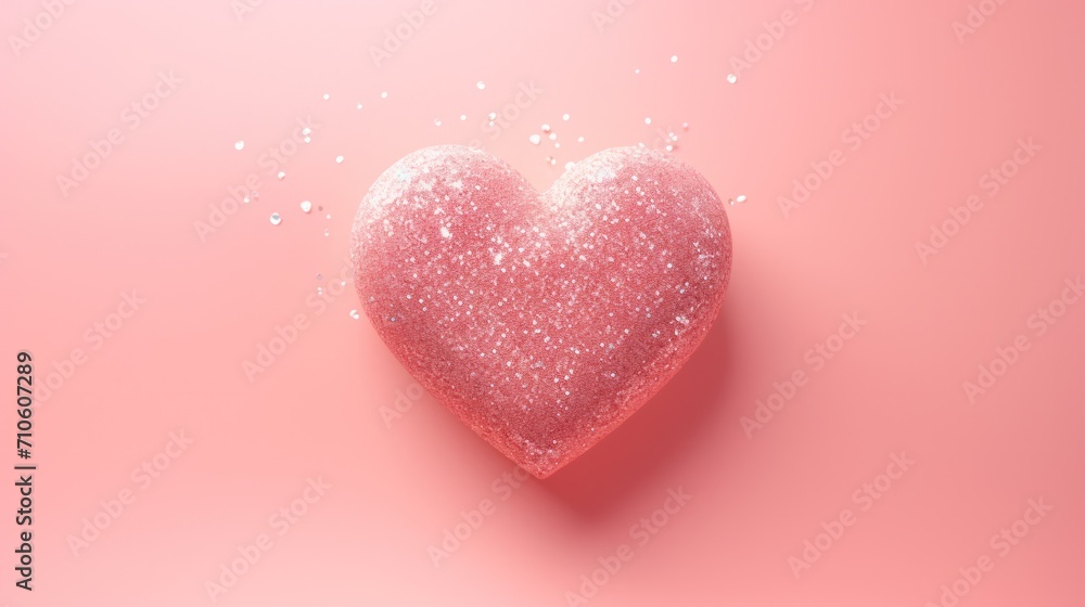 Sparkling heart on pink background representing love and Valentine's Day celebration