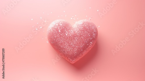 Sparkling heart on pink background representing love and Valentine's Day celebration