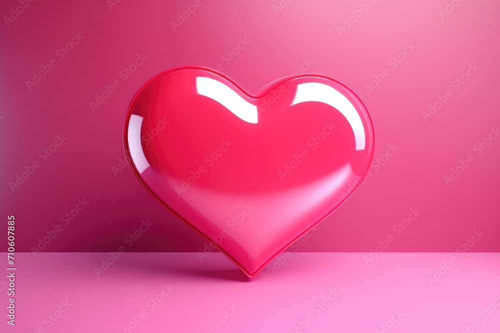 3d floating heart icon, Valentine's day and love concept, copy space for advertiser