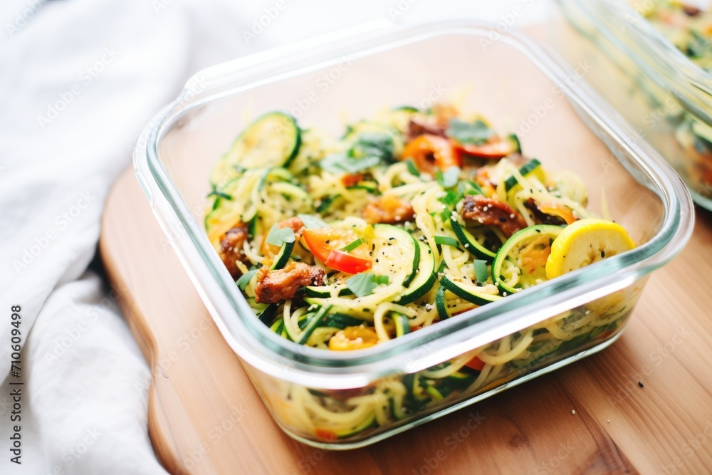 zoodles in a glass meal prep container zoodles in a glass meal prep container