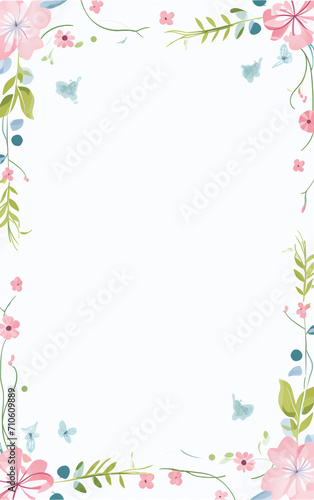page with straight lines to write and cute tiny floral around the border's created with Generative Ai