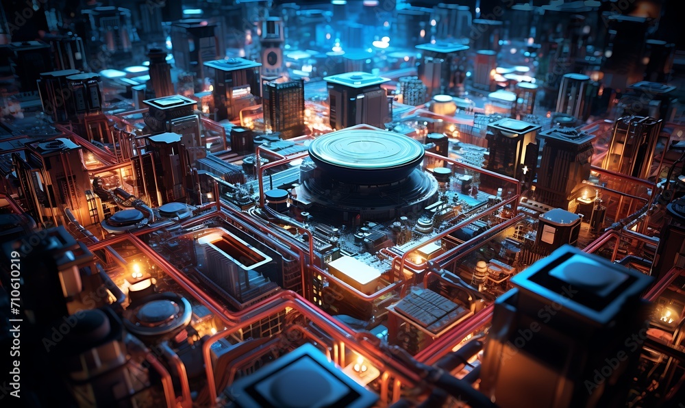 Fototapeta premium World of semiconductors, global electronics. Generative Ai