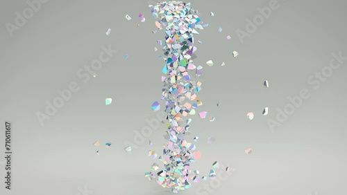 3d  video background with with floating multi-colored fragments
