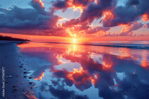 A_stunning_image_of_a_vibrant_sunset_with_clouds_reflect2