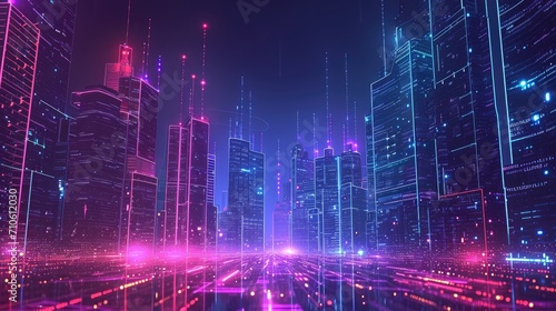 Geometric interpretation of a digital cyber city background