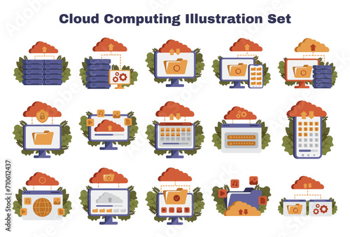 Cloud Computing Illustration Set