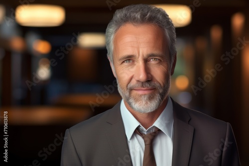 A profile picture for a 52 year old business man with a slight successful smile