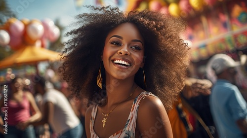Smiling Woman With Afro Hair Poses for Camera