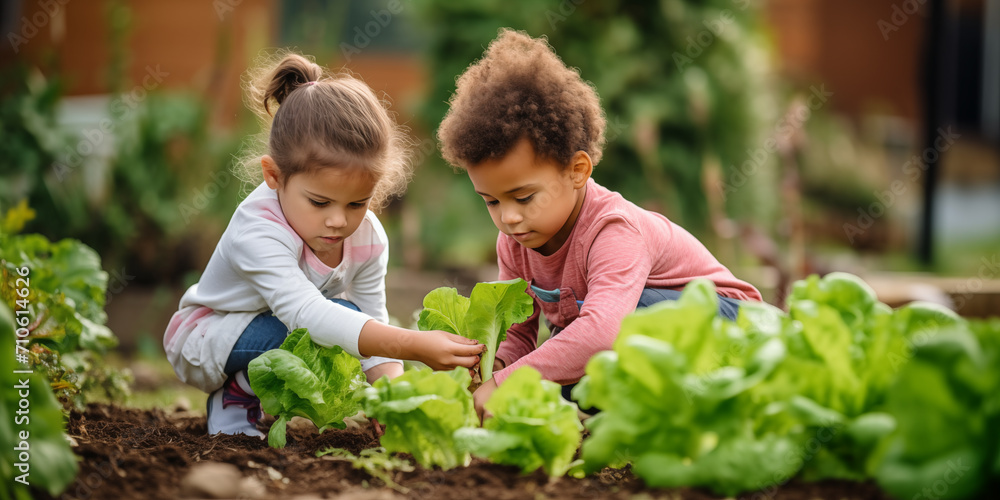 Kids Engaged in Organic Farming,Young Gardeners at Work Kids Engaged in Organic Farming,Young Gardeners at Work