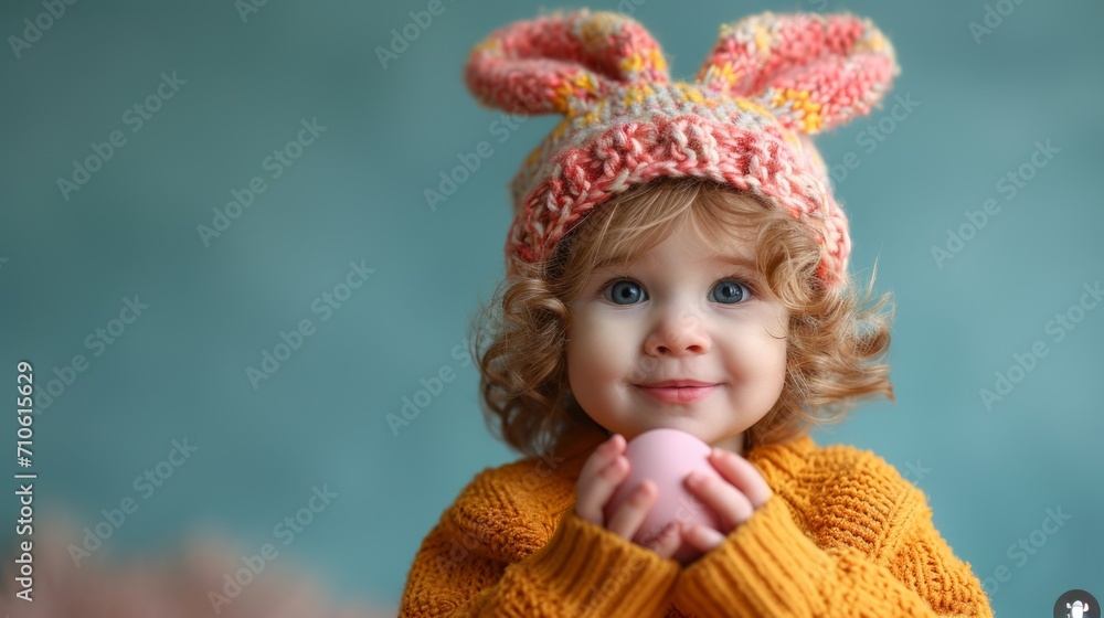 Happy kids in bunny ears on Easter day Happy kids in bunny ears on Easter day
