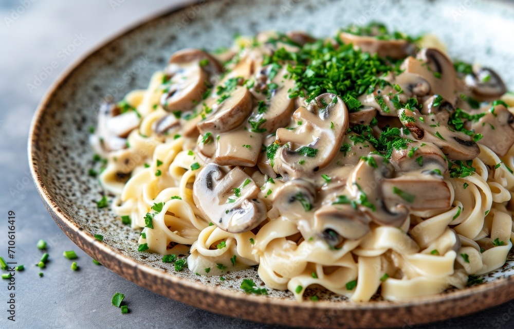 a plate of pasta with mashed mushrooms a plate of pasta with mashed mushrooms