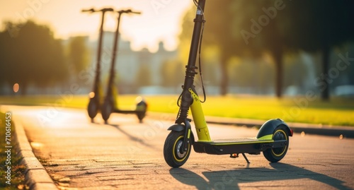 yellow  scooters on the street