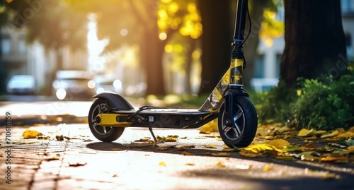 yellow  scooters on the street