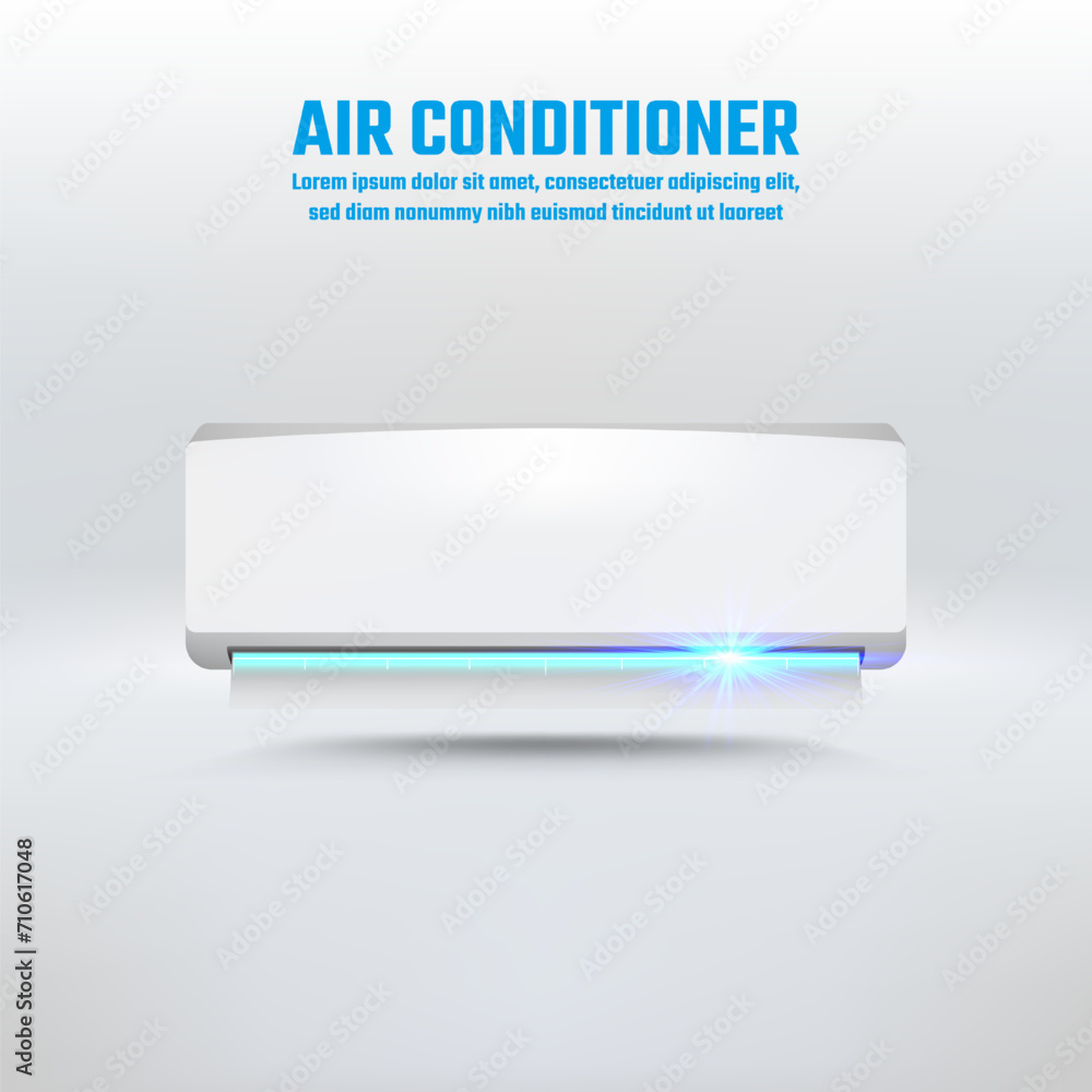 Realistic vector 3D air conditioner with modern design. Controlling temperature and climate in room. Realistic vector 3D air conditioner with modern design. Controlling temperature and climate in room.