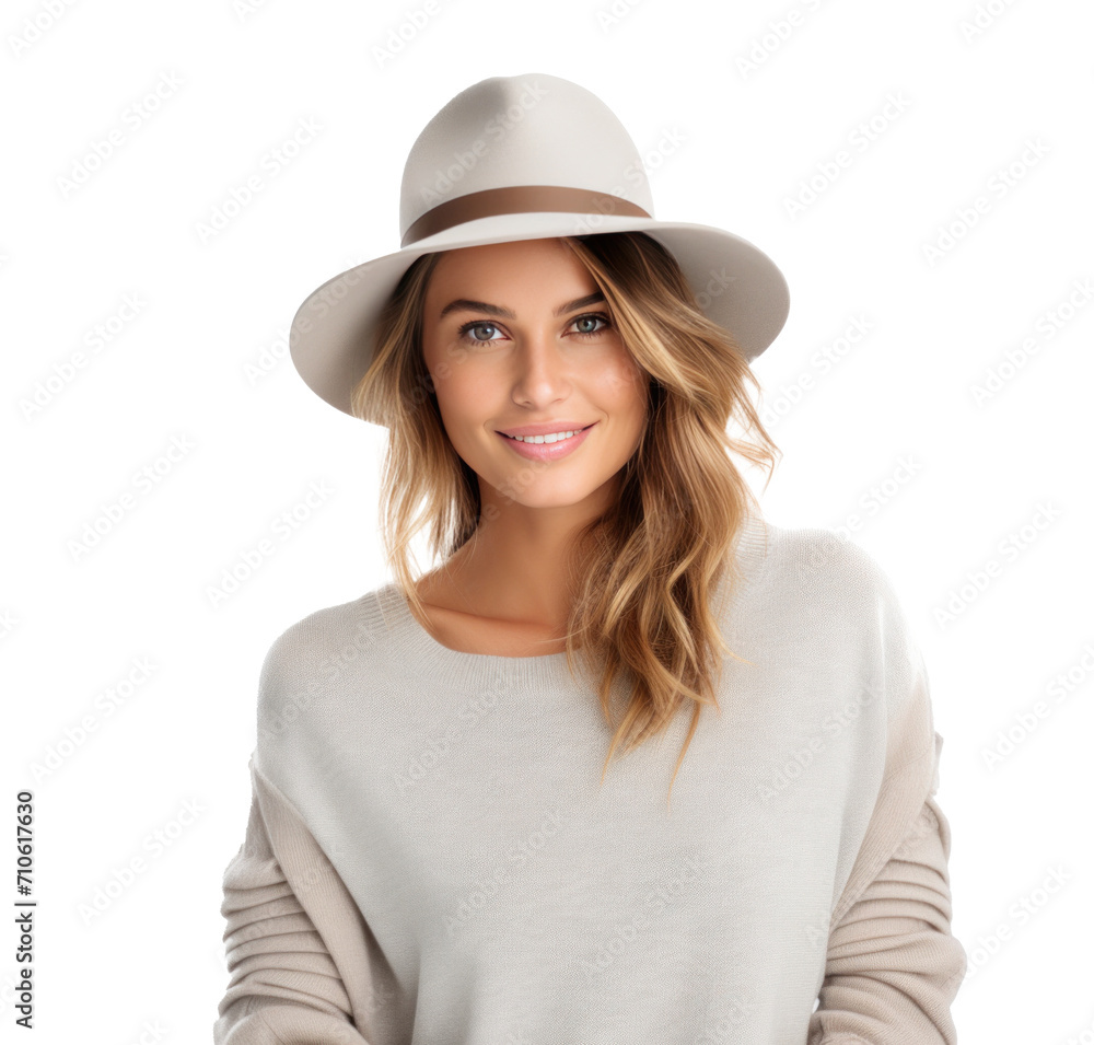 woman wearing hat in studio portrait woman wearing hat in studio portrait