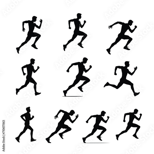 Silhouette of a running athlete. Flat vector on a white background. Simple vector style 