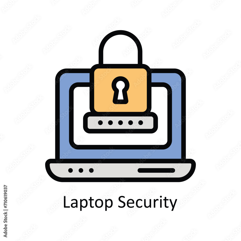 Laptop Security Vector Filled outline icon Style illustration. EPS 10 File Laptop Security Vector Filled outline icon Style illustration. EPS 10 File